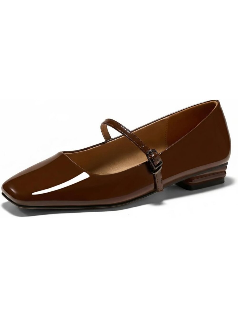 GotSoft Womens Coffee Rubber Faux Leather Closed Toe Buckle Slip On Classy Shoes
